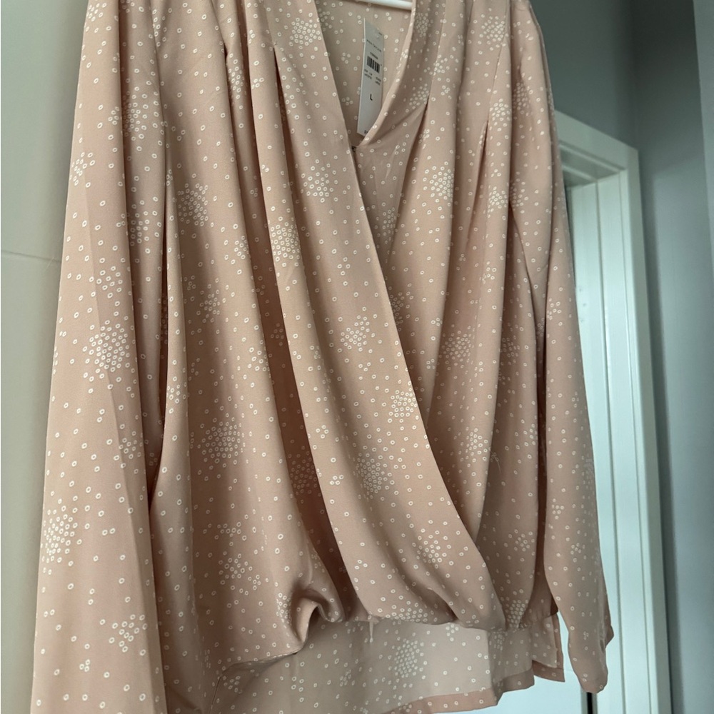 Ann Taylor Blush Pink Blouse with Dotted Design